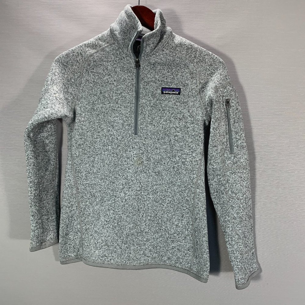 Patagonia Better Sweater Womens XS Gray Knit 1/4 Zip Sleeve Pocket Logo 25617
